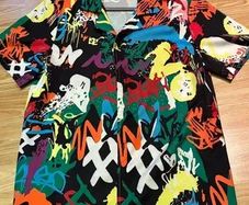Vintage Colourful Graffiti Print Shirt Streetwear Festival Style