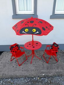 Kids Outdoor  Table and 2 Chair Set Ladybird