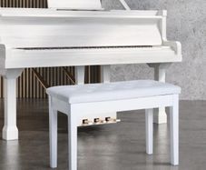 Leather Piano Dressing Stool  White