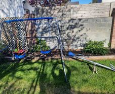 swing and see saw.    Swing width 220cm x H 178 x D 134.             See saw length 170cm x 50cm
