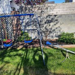 swing and see saw.    Swing width 220cm x H 178 x D 134.             See saw length 170cm x 50cm