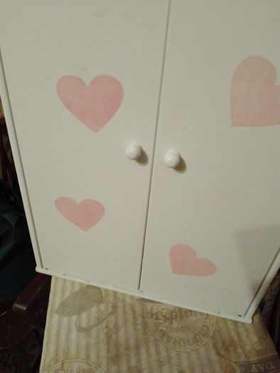 dolls wardrobe with hangers