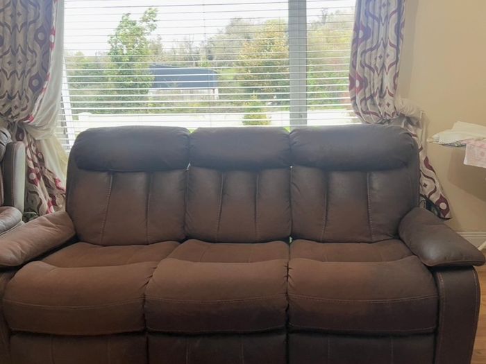 3 seater brown recliner sofa