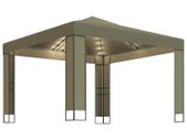 Gazebo with Double Roof and String Lights 3x3x2.7 m Taupe 180 g/sq.m
