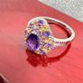 African Amethyst, Citrine & Rhodolite Garnet Ring Image 4