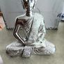 Buddha Statue Sitting in Lotus Position Silver Tone Image 3