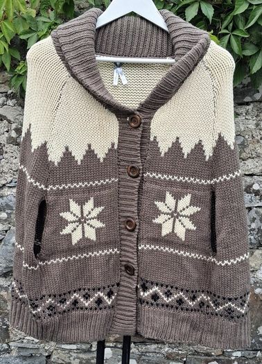 Atmosphere - Nordic Fair Isle Chunky Knit Cape Cardigan