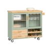 Kitchen Trolley with Wine Rack and Glass Holder Green Country Style Kitchen Island on Wheels Elegant Sideboard Image 3