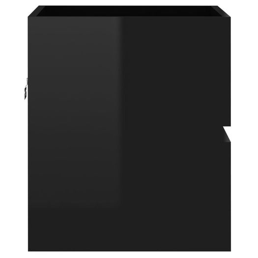 Sink Cabinet with Built-in Basin High Gloss Black Chipboard