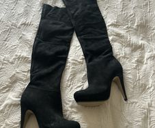 Black Suede Over the Knee Boots UK 7