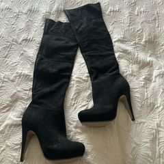 Black Suede Over the Knee Boots UK 7