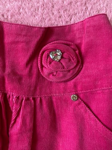 Pink Corduroy Skirt with Tulle Underskirt
