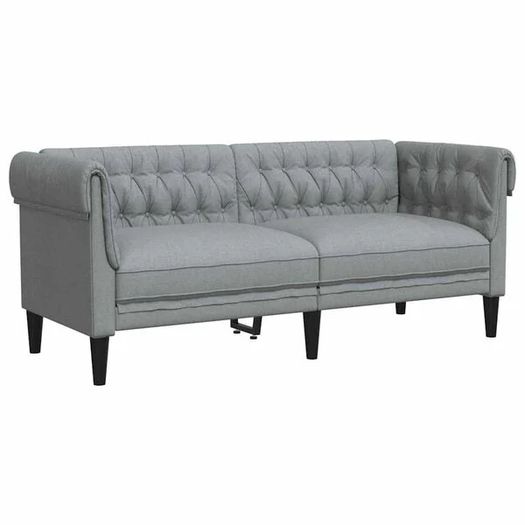 Chesterfield Sofa Light grey 182.5 x 74.5 x 74.5 cm Fabric