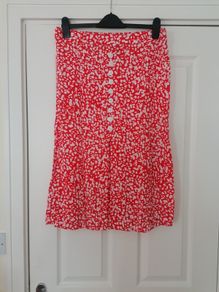 River Island Red & White Midi Skirt