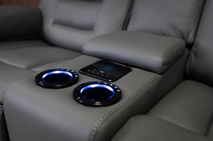 Knox 2 Seater Dark Grey Electric Leather Recliner Sofa