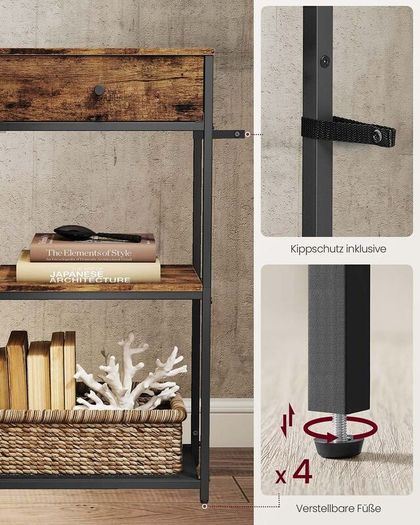 Console Table Vintage Brown-Black Narrow or Marble White