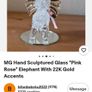 M&G Hand Sculptured Glass Elephant With 22K Gold Accents Image 5