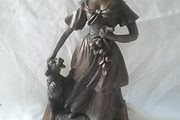 Genisis Style Bronzed Lady &amp; Dog Figurine