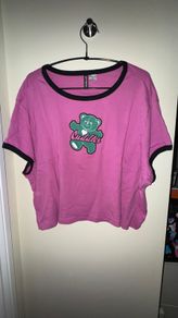H&M Divided Pink with Green Bear Cuddles T-Shirt