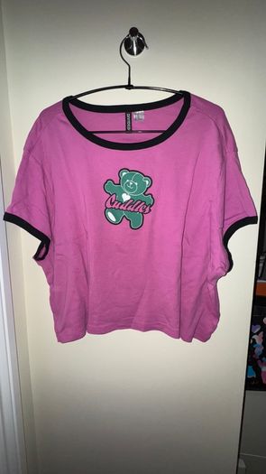H&M Divided Pink with Green Bear Cuddles T-Shirt