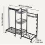 Heavy-Duty Metal Broom Holder & Cleaning Organizer with Wheels, Mop Hanger and Storage Rack, Black Steel Utility Cart Image 7