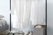 Metal Clothes Rail Stand with Hanging and Storage Shelf, Rack for Bedroom, Black