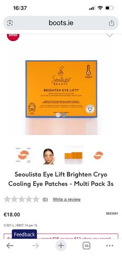 Seoulista Eye Lift Brighten Cryo Cooling Eye Patches - Multi Pack 3s