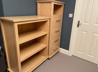 Mamas and Papas maple tall boy and shelving unit