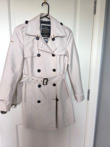 Superdry Premium Trench Coat Cream Size XS EU 36