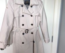 Superdry Premium Trench Coat Cream Size XS EU 36
