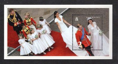 2011 Guernsey Wedding of Prince William and Miss Catherine Middleton Commemorative Stamp Miniature Sheet Mint Never Hinged (MNH)