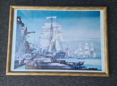 Large Print  ,,In the Days of Sail"  Ships at the harbour