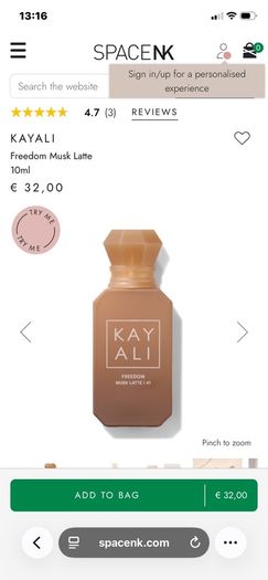 New KAY ALI Freedom Musk Latte EDP Travel 10ml Size