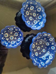 Set of 3 Handmade Turkish Ceramic Evil Eye Nesting Bowls