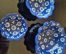 Set of 3 Handmade Turkish Ceramic Evil Eye Nesting Bowls
