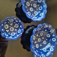 Set of 3 Handmade Turkish Ceramic Evil Eye Nesting Bowls