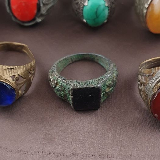 Antique Brass Ring Collection 15 Mixed Vintage Handmade Rings