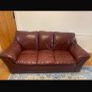 Burgundy 3-seater leather sofa Image 4
