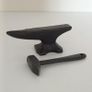 Vintage Miniature Blacksmiths Anvil and Hammer - Cast Iron Image 2