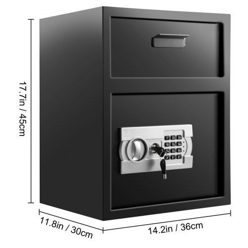 Digital Depository Safe 48 L Electronic Code Lock, Deposit Safe with Two Emergency Keys and Deposit Slot, Restaurant Safe Made of Carbon Steel, Depository Box for Home, Hotel and Office