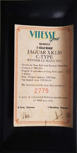 Diecast Model Le Mans Winning Jaguar C Type XK120 1953 1st - Quartzo 1:43