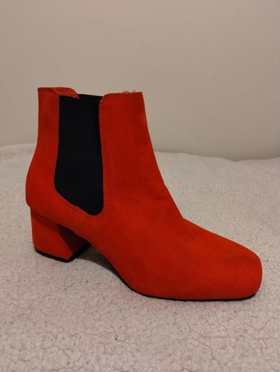 Red Suede Ankle Boots, new