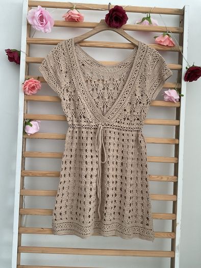 Crochet top/tunic /beachwear 100% cotton size large 12/14