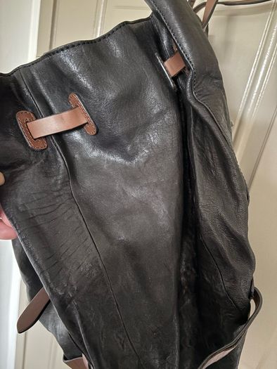 Genuine leather black and dark brown shoulder bag by Karen Millen