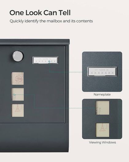 NEW SALE | Post Box, Wall Mounted Letterbox, Mailbox, Copper Lock Cylinder with Swivel Cap, Nameplate, Newspaper Holder, Easy to Install