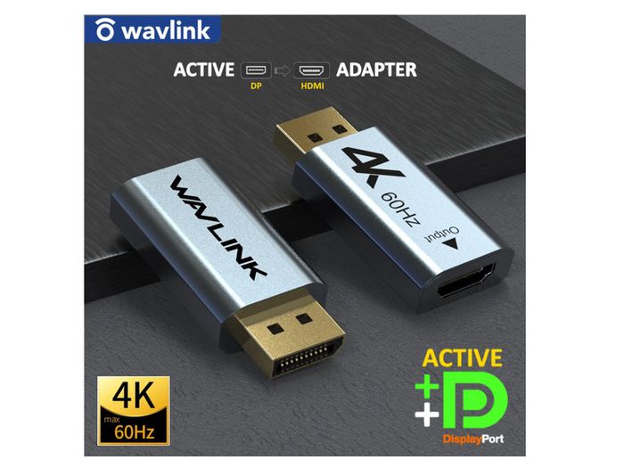 Wavlink Premium Active DisplayPort (Male) to HDMI (Female) UHD (4K@60Hz) (Aluminum Alloy/Gold Plated) Adapter (Brand New/Warranty)