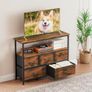 TV Stand Cabinet,TV Table with 5 Fabric Drawers and 2 Open Shelves,TV Unit TV Console Table for Living Room, Bedroom,100 x 80 x 30 cm (Brown) Image 4