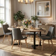 FLEXI 90 Extendable Round Dining Table from 90cm to 130cm  Laminated