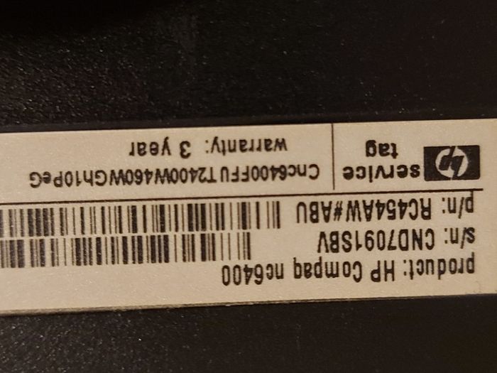 HP Compaq Laptop, Model nc6400, for parts or repair, not powering on