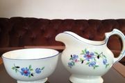 Tuscan China by Plant Hand Painted Floral Sugar Bowl and Milk Jug Set